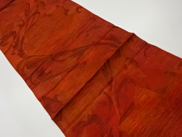 花唐草模様織出し洒落袋帯